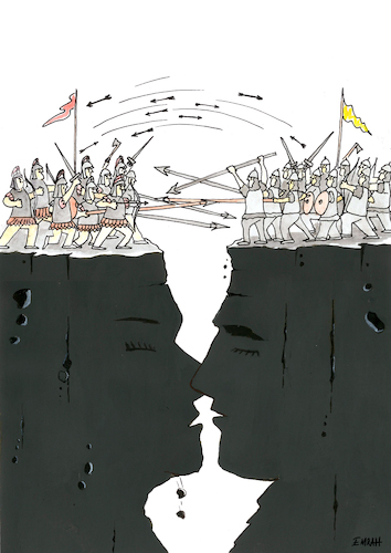 Cartoon: battle or love (medium) by emraharikan tagged battle,love,war