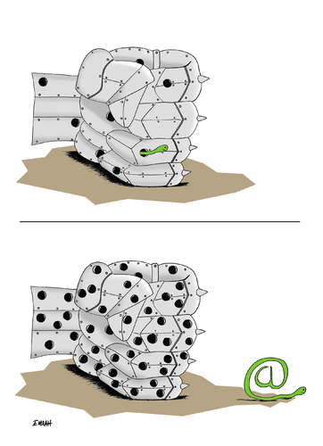 Cartoon: ironhand and internet (medium) by emraharikan tagged ironhand,internet