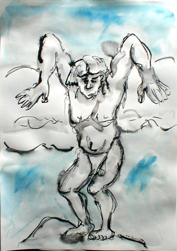 Cartoon: ikarus (medium) by daPinsli tagged ink,gouache,