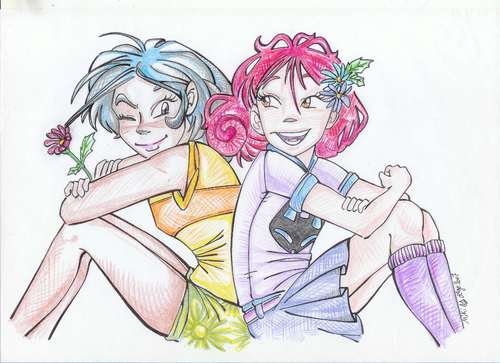 Cartoon: Happiness (medium) by lermaiona tagged lys,friendship,pinup