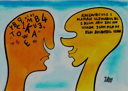 Cartoon: kafam (medium) by caricaturan tagged turan