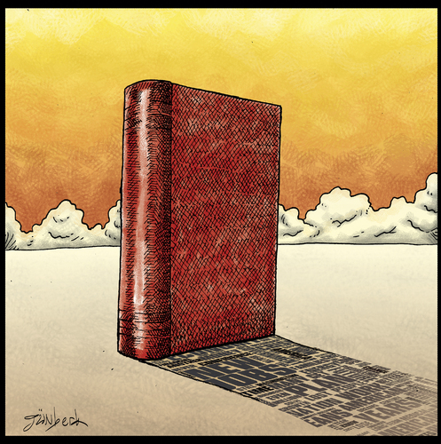 Cartoon: shadow of words (medium) by gunberk tagged shadow,heavy,book,words,literature