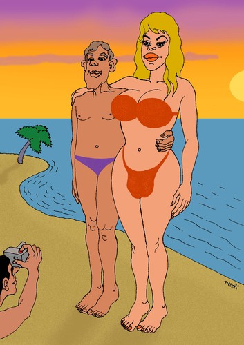 Cartoon: A photo from the beach (medium) by Medi Belortaja tagged woman,man,lovers,love,photos,beach,reminder