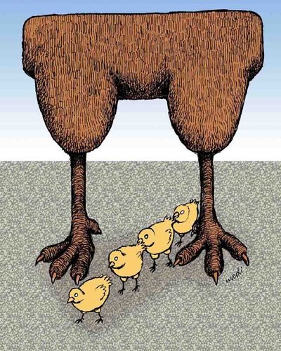 Cartoon: arch of triumph (medium) by Medi Belortaja tagged victory,birds,chicken,triumph,arch,feet,parade