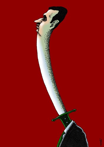 Cartoon: basharsword (medium) by Medi Belortaja tagged bashar,alassad,syria,conflict,sword