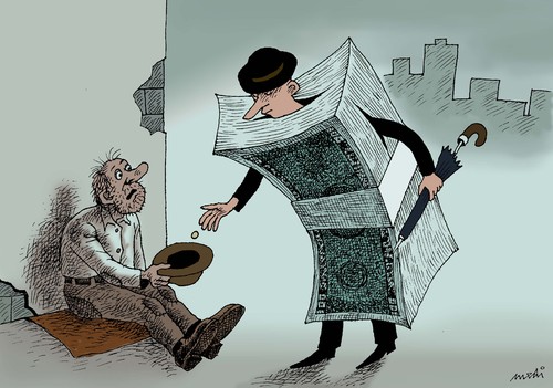 beggar and the rich By Medi Belortaja | Philosophy Cartoon | TOONPOOL