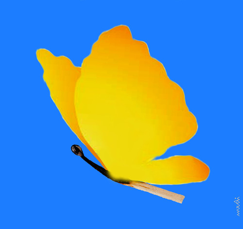 Cartoon: butterflame (medium) by Medi Belortaja tagged butterfly,flame,match