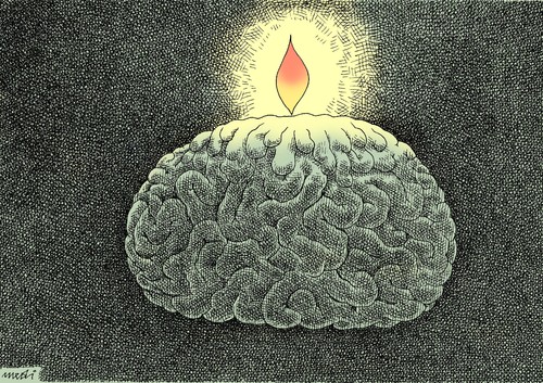 Cartoon: candle (medium) by Medi Belortaja tagged mind,brain,candle,flame,intelligence