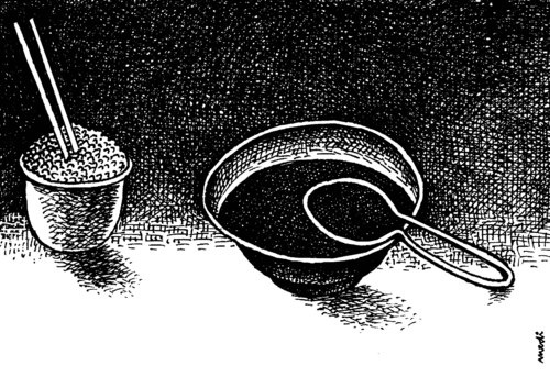 Cartoon: chinese variation on the spoon (medium) by Medi Belortaja tagged humor,spoon,food,variation,chines