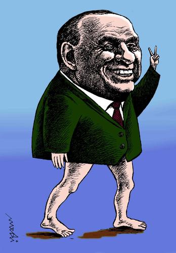 Cartoon: ciao (medium) by Medi Belortaja tagged scandal,berlusconi,silvio,ciao,naked,corrupted,corruption,italy,humor