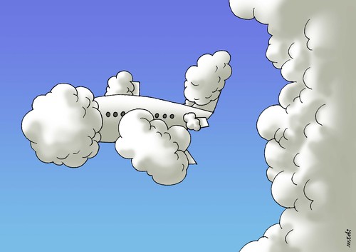 Cartoon: clouds and plane (medium) by Medi Belortaja tagged plane,heavens,clouds