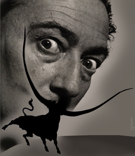 Cartoon: Dali (medium) by Medi Belortaja tagged dali,salvador,bull,horns