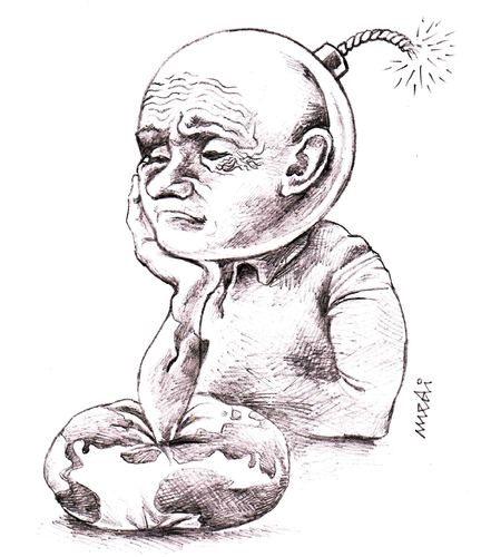 Cartoon: despair and terror (medium) by Medi Belortaja tagged thinking,world,bomb,terrorism,terror