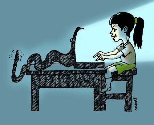 Cartoon: dangerous laptop (medium) by Medi Belortaja tagged internet,laptop,dangerous