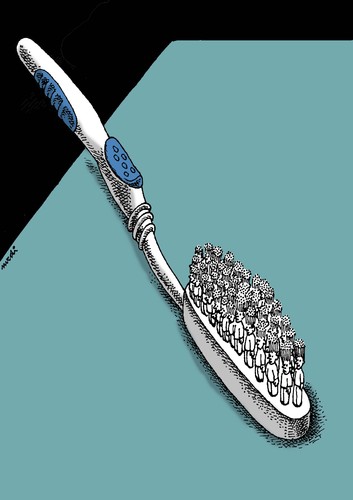 Cartoon: dictatorial toothbrush (medium) by Medi Belortaja tagged toothbrush,dictatorial