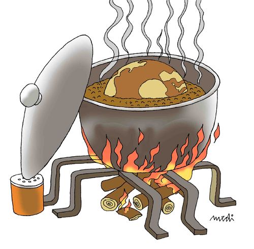 earth hot soup By Medi Belortaja | Nature Cartoon | TOONPOOL