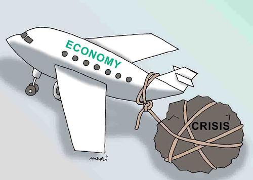 Cartoon: economy crisis (medium) by Medi Belortaja tagged financial,economy,crisis,stone,plane