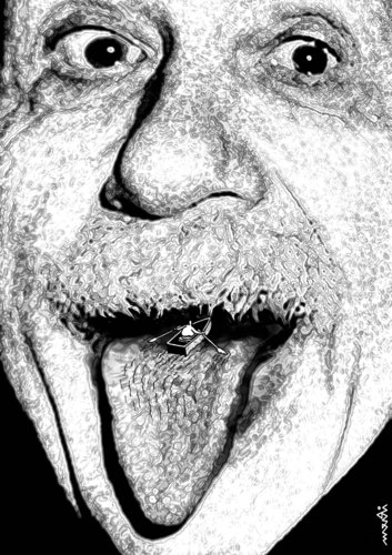Cartoon: Einstein tongue (medium) by Medi Belortaja tagged tongue,einstein,waterfall,boat,boatman