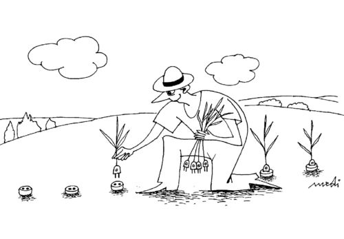 Cartoon: farmer (medium) by Medi Belortaja tagged farmer,plants,energy,schuko