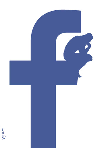 Cartoon: fb thinker (medium) by Medi Belortaja tagged fb,thinker,social,network,internet,thought