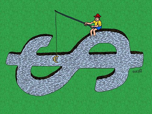 Cartoon: fishing (medium) by Medi Belortaja tagged euro,dollar,fishing,fisherman