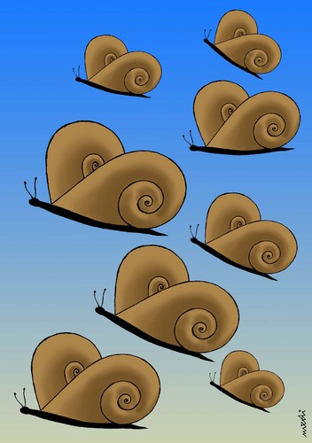 Cartoon: flying snails (medium) by Medi Belortaja tagged fly,flying,butterfly,butterflies,snail,snails,genetical,modification