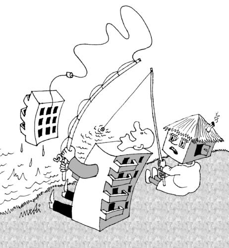 Cartoon: good fishing (medium) by Medi Belortaja tagged house,flat,buildins,fishing,humor