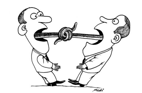 Cartoon: hassle (medium) by Medi Belortaja tagged hassle,tongue,tongues,men,politician,politicians,elections,entanglement