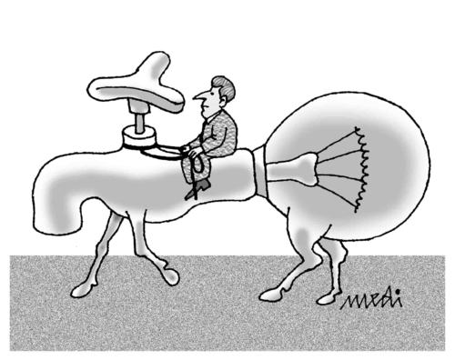 Cartoon: strange horse (medium) by Medi Belortaja tagged water,light,tap,bulb,horseman,horse,strange