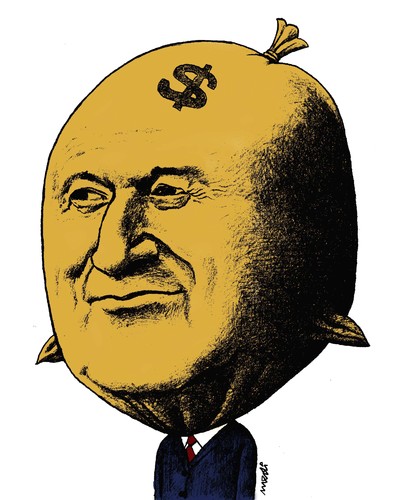 Cartoon: joseph blatter (medium) by Medi Belortaja tagged money,corruption,soccer,football,cup,world,fifa,blatter,joseph