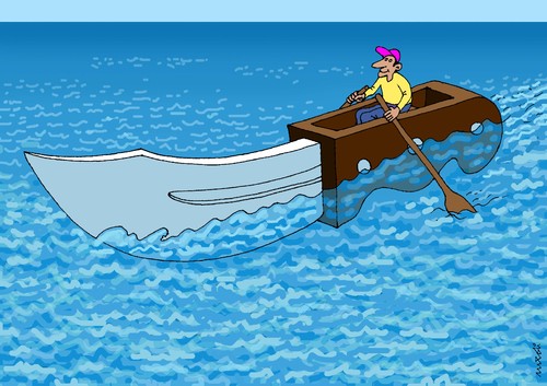 Cartoon: knife boat (medium) by Medi Belortaja tagged man,boat,knife