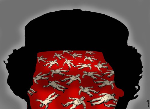 Cartoon: libyan tragedy (medium) by Medi Belortaja tagged gaddafi,libya,tragedy,libyan