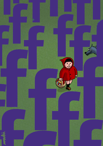 Cartoon: Little girl in the forest (medium) by Medi Belortaja tagged wolf,facebook,fb,forest,hood,riding,red,little