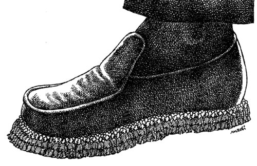 Cartoon: massive shoes (medium) by Medi Belortaja tagged freedom,democracy,dictatorship,peoples,shoes,mass