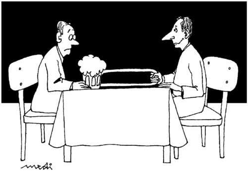 Cartoon: my beer (medium) by Medi Belortaja tagged property,beer,alcohol,friendship,business,partners