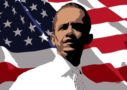 Cartoon: Obama (medium) by Medi Belortaja tagged obama,barack,presidential,elections,usa,2012