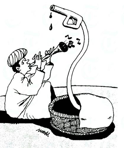 Cartoon: oil snake (medium) by Medi Belortaja tagged crisis,fakir,petrol,snake,oil