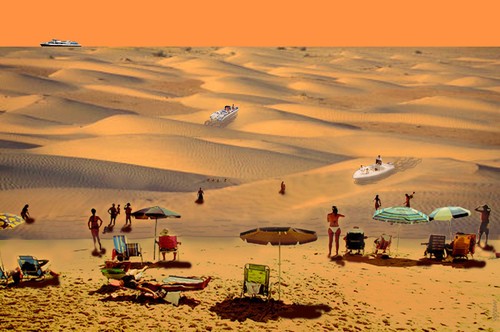 Cartoon: on the beach (medium) by Medi Belortaja tagged holidays,sand,warming,global,environment,peoples,desert,beach,people