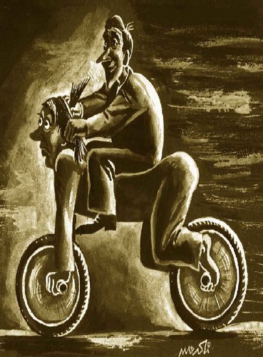 Cartoon: abuse (medium) by Medi Belortaja tagged bicycle,bike,abuse,freedom,humor