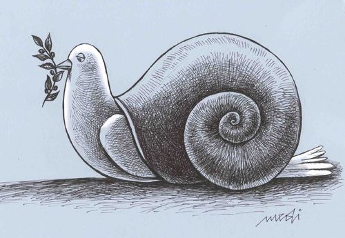 Cartoon: peace snail (medium) by Medi Belortaja tagged snail,peace,dove,pigeon,colombo,slowly