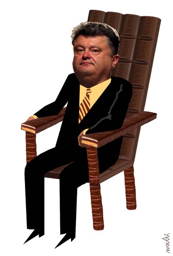 Cartoon: poroshenko (medium) by Medi Belortaja tagged petro,poroshenko,ukraine,elections,primeminister,chocolate,roshen