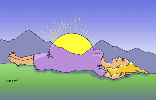 Cartoon: pregnant s dream (medium) by Medi Belortaja tagged sunrise,mother,sun,woman,dream,pregnant