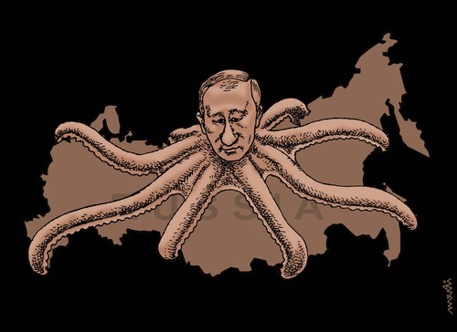 Cartoon: putinoktopus (medium) by Medi Belortaja tagged president,elections,russia,oktopus,putin,vladimir