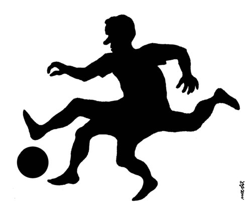 Cartoon: quadruped footballer (medium) by Medi Belortaja tagged quadruped,footballer,multi,soocer,foot,leg,legs,brazil,ball