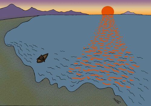 Cartoon: romantic sea (medium) by Medi Belortaja tagged sea,romantic,seaside,woman,profile