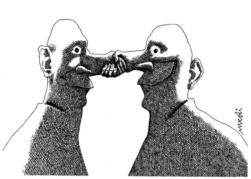 Cartoon: shaking noses (medium) by Medi Belortaja tagged meeting,noses,shaking