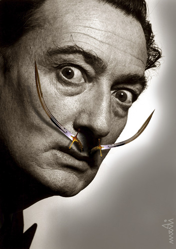 Cartoon: sharp mustache (medium) by Medi Belortaja tagged sharp,mustache,dali,sword