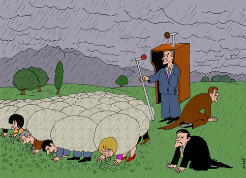 sheep and shepherd By Medi Belortaja | Politics Cartoon | TOONPOOL