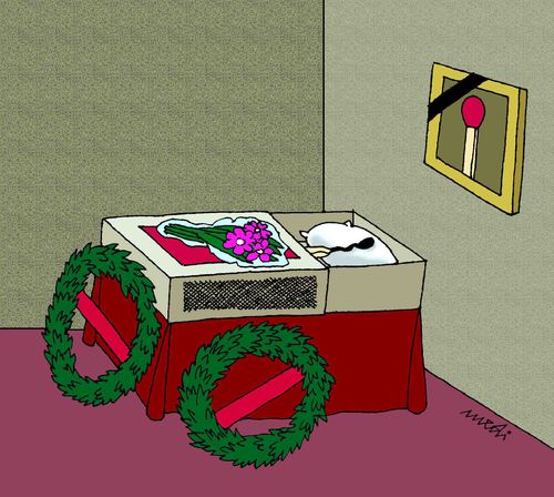 Cartoon: finely match dead (medium) by Medi Belortaja tagged coffin,finely,match,death