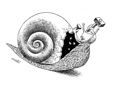 Cartoon: Snail Freedom (medium) by Medi Belortaja tagged hammer,shell,freedom,snail,humor
